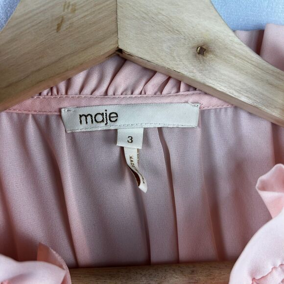 Maje Pink Rose E18ciana Blouse Size 3 / Large - Picture 6 of 9